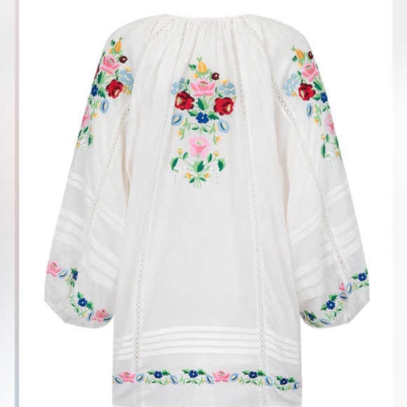 NWT Spell Florapaloosa Embroidered Tunic Dress Size Small White - Picture 5 of 12